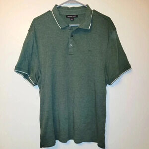 Michael Kors Golf Polo Men's XL Green heather collar button-up stretchy LOT E3